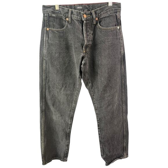 RVCA New Dawn Fit dark wash denim jeans button fly size 28 waist 31" - Picture 1 of 6